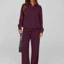 PRETTYGARDEN Women Fall 2 Piece Outfits Sweatsuits Quarter Button Long Sleeve Sweatshirt Wide Leg Pants Tracksuit Lounge Sets (Silver, XXXL)