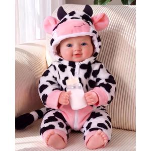 BABESIDE Baby Doll Girl - 17-Inch Soft Body Realistic Baby Doll with Blue Eyes and Cow Outfit Lightweight Real Life Baby Dolls for 3+ 4 5 6 7 8 9 Years Girl Birthday Gifts, Pretend Play and Christmas