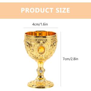 Cabilock Vintage Chalice Medieval Goblet, 30ml Shot Glass Brass Gold Wine Glasses Goblet, Communion Cup, Cocktail Glass Cup for Home Bar Wedding Party Supplies
