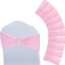Tegeme 80 Pieces Chair Sashes & Bows - Stretch Spandex Chair Cover Band with Buckle for Wedding, Hotel Banquet, Birthday Party & Home Bulk Decorations(Pink)