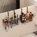 2 Pack Hair Tool Organizer,Adhesive Hair Dryer Holder Cabinet Door/Wall Mounted Adjustable Height Blow Dryer Holder Under Sink Bathroom Hair Appliance Organizer and Storage Countertop(Black)