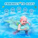 No Flip Over Baby Pool Float with Canopy UPF50+ Sun Protection, Inflatable Baby Float with Sponge Safety Support Bottom, Fun Gifts Water Toys Accessories Baby Swim Floats for Pool 3-36 Months