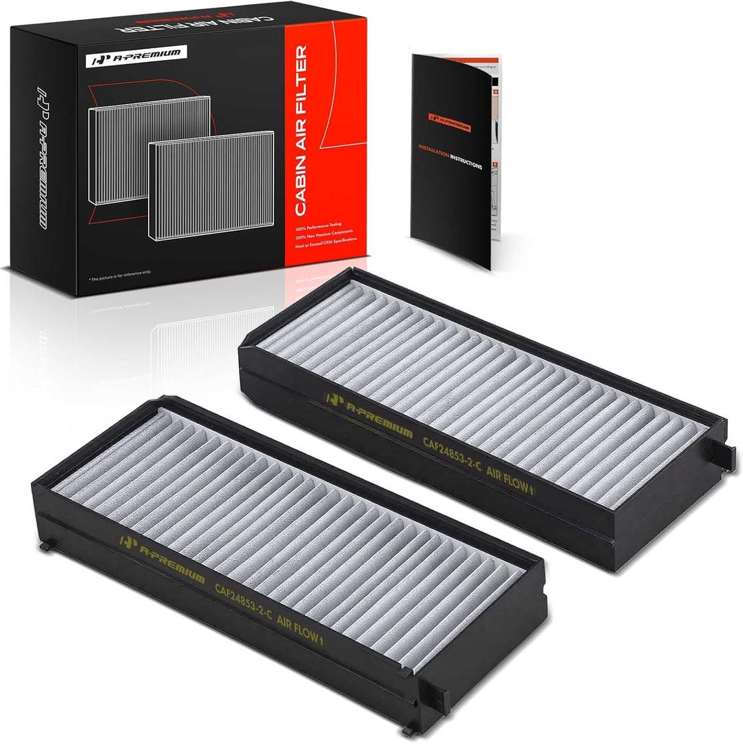 A-Premium 2-PC Cabin Air Filter with Activated Carbon Compatible with Hyundai Sonata 2003-2005 2.4L 2.7L, Santa Fe 2001-2006 2.4L 2.7L, Santa Fe 2003-2006 3.5L, XG350 2004-2005 3.5L