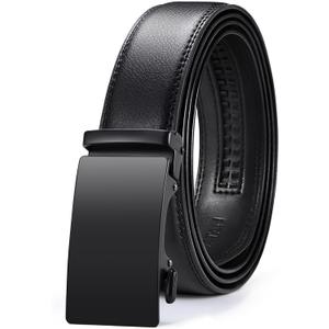 VATAN Men's Belt Leather Ratchet Belt for Men Dress Casual Every Day with Adjustable Buckle, Trim to Fit (Black)