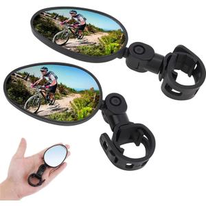 2 Packs Bike Mirror  360 Rotatable & Foldable Handlebar Mount,Wide Angle Rearview Mirror, Shockproof & Scratch Resistant Glass Lens,Suitable for Road/Mountain/E-Bikes, Scooter, Motorcycle