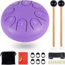 Rain Drum for Outside Garden - Steel Tongue Drum 6 Inches 8 Notes (Purple)