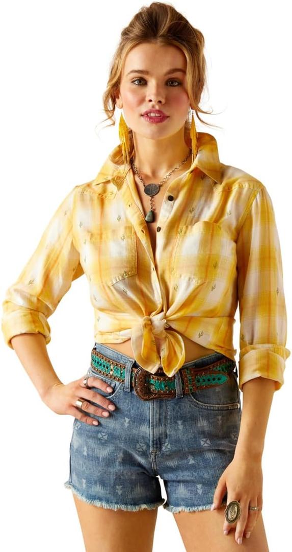 ARIAT Women's Billie Jean Shirt, Cactus Plaid, Large