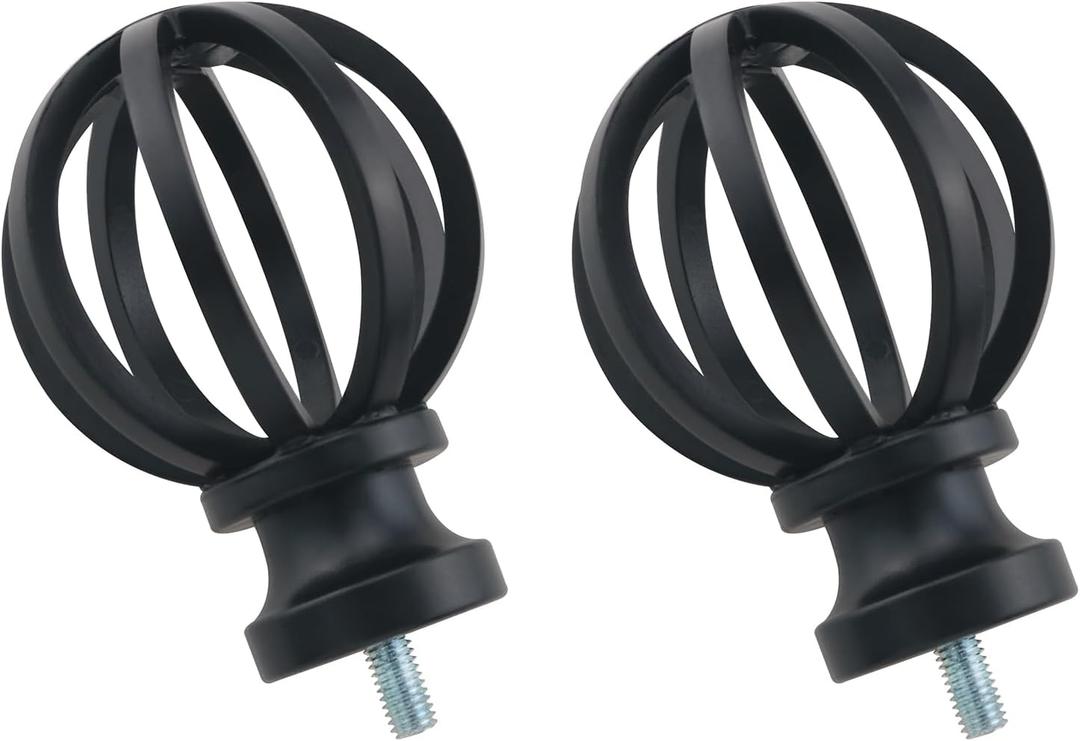 2PCS Spiral Cage Curtain Rod End Caps 5/8 Inch Diameter with M5 Screws Roman Rod Plugs for Offices Living Rooms Bedrooms and Bathrooms
