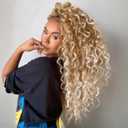 Blonde Ocean Wave Crochet Hair 9 Inch Curly Braiding Ocean Wave Hair 7 Packs Deep Wave Short Wavy Crochet Braids Synthetic Hair Extensions for Women (9Inch (Pack of 7), T27/613)