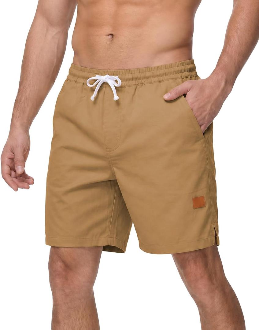 BUXKR Men's Lightweight Athletic Shorts Loose Fit Workout Shorts with Pockets for Gym Training and Sports, Quick-Dry Summer (Brown, XL)