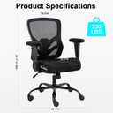 YFO Ergonomic Office Chair, Mesh Computer Desk Chair with Adjustable Back Lumbar Support and Armrests, Comfy Executive Rolling Swivel Task Chair for Home Office, Black