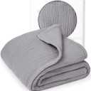 lulumoon Muslin Quilt Blanket, Crib Blanket for Baby and Toddler,47x47 Inches(Gray)
