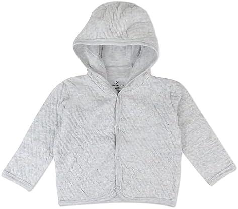 HonestBaby unisex-baby Matelasse Snap-front Hoodie 100% Organic Cotton Infant Baby Boys, Girls 3-6