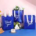 50 Pcs Thank You Gift Bags with Handles Bulk Reusable Non Woven Bags Bridesmaid Souvenir Handbags for Wedding Easter Graduation Sorority Birthday(10 x 8 x 4 Inch,Royal Blue)