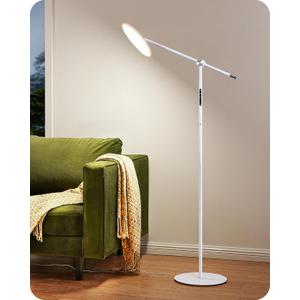 EDISHINE LED Reading Floor Lamp, 1600LM Bright Dimmable Lamp with Type-C Port, Flexible Head & Arm Tall Standing Lamps for Living Room, 3000K-6000K Modern Minimalist Lights for Bedroom, Office, White