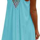 ReachMe Womens Sexy Plus Size Swimsuit Coverups Spaghetti Strap Beach Dresses Bathing Suit Cover Up Sheer Tank Sundress (Small, 01 Sky Blue)