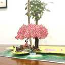 Pop Up Anniversary Cards 3D Cherry Blossom Bridge with Couple in Love, Romantic Greeting Card for Wife, Husband, Her, Him, Wedding Card, Happy Valentines Day, 6"x 8" Happy Mothers Day Pop Up Card