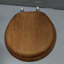 Mayfair Natural Oak Veneer Toilet Seat with Chrome Hinges, Round, Wood