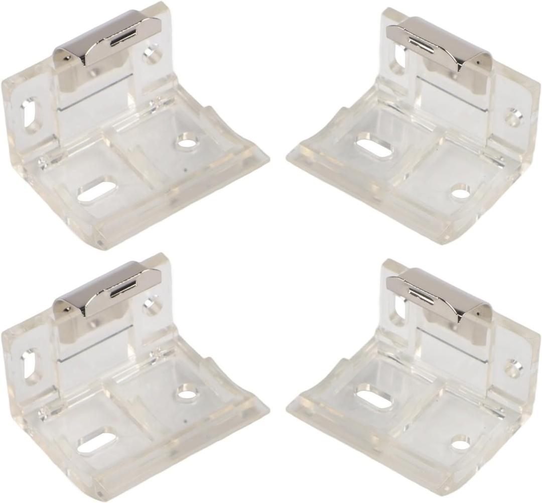 FABULETTA Venetian Blind Mounting Bracket Set, 25mm Clear Plastic with Metal Clip, Easy Install Hardware for PVC Comb and Pleated Shades Cordless Blinds, Pack of 4