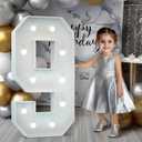 Marquee Numbers 4 Feet Tall: Large 9th 90th 99th Birthday Decorations for Her Him 4FT Light Up Numbers White Anniversary Party Decor Big Backdrop Foam Cardboard Number 9
