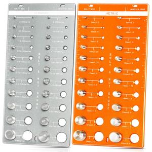 44 Nut and Bolt Thread Checker Standard and Metric, Bolt Sizer and Thread Gauge with 22 Metric and 22 Standard, Bolt Size Finder, Wall-Mountable Bolt Gauge