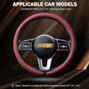 Aimato Nappa Leather Steering Wheel Cover, Ultra-Thin Car Steering Wheel Cover,Comfortable & Breathable Microfiber,Universal Fit for Most Cars,Wine Red