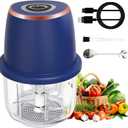 Electric Garlic Chopper, Mini Food Processor & Vegetable Chopper, 350ml Portable Cordless USB Rechargeable Garlic Chopper, Powerful Chopper for Onion, Herb, Nut, Easy to Clean Glass ContainerBlue