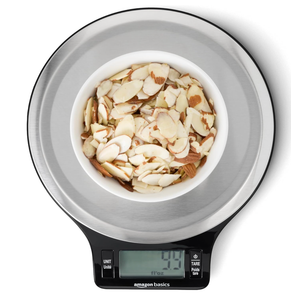 Digital Kitchen Scale with LCD Display, Tare Function, Multiple Units, Weighs up to 11 Pounds, Batteries Included, Black and Stainless Steel