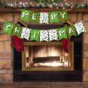 Merry Christmas Banner Lime Green Xmas Banner Holiday Paper Hanging Garland for Mantel Wall Window Tree Party Farmhouse Indoor Outdoor Party Office Classroom