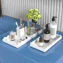 2 Pack Scalloped White Acrylic Bathroom Vanity Tray for Counter Clear Acrylic Trays for Organizing Perfume Sponge Soap Makeup Storage Holder Toilet Tray ( White ,Large: 11"L x 5"W + Middle: 8"L x 4"W)