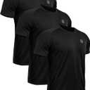 NELEUS Men's Dry Fit Mesh Athletic Shirts (Large, 5033# 3 Pack, Black)