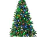 6FT Pre-Lit Hinged Christmas Tree w/ 260 Multi-Color Lights & 3-Minute Quick Shape No Fluffing Required