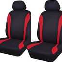 Flying Banner Car Seat Covers Front Seats and Rear Bench Mesh Fabric Rear Bench Split Polyester Cover Easy Installation SUV CAR Woman Lady Femal (Front Set, Black Red)