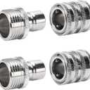 Stainless Steel Garden Hose Quick Connect Set, 3/4 Inch GHT Water Hose Fittings, Heavy Duty Quick Release Connector for Garden Hose, and Sprayers