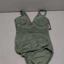 BMJL Women's Tummy Control Swimsuit Mesh Sexy One Piece Bathing Suit Deep V Neck Swimwear(Pea Green,S)