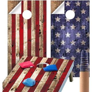 Feifeiya 2 Pcs Cornhole Wraps for Boards 24.5" x 48.5" Vinyl Decals and Wraps Festival Carnival Game Bean Bag Toss Game Stickers for Corn Hole Indoor Outdoor Use