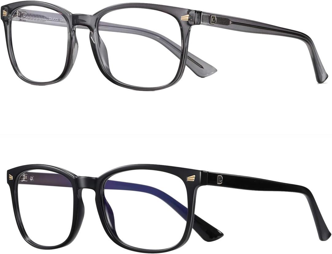 DUCO Blue Light Blocking Glasses 2 Pack Computer Gaming Glasses Women Men Blue Light Blocker Eyeglasses Square Frame Anti Eye Eyestrain 5201S