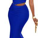 BARASA Two Piece Sets For Women Summer One Shoulder Tops Bodycon Maxi Skirt Set Vacation Sexy Outfits DSA75 (Large, Royal)