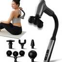 Massage Gun with Upgraded Extension Handle, Massage Gun Deep Tissue  Back Massager for Relief Deep Tissue, Muscles/Neck/Shoulders/Waist/Legs Massager,5 Replaceable Heads&9 Speed Levels (Space Silver)