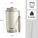 TKK Coffee Cup with Ceramic Coating - 14oz Insulated Stainless Steel Travel Mug, Leak-Proof Tumblers with Straw for Hot/Cold Beverages, Easy Wide Mouth Cleaning, White