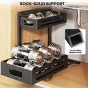 2 Pack Under Sink Organizer,Pull Out Cabinet Organizer with Smooth Cylindrical Rail,Metal Slide Out Drawer for Kitchen Bathroom Laundry Cabinet,8-Level Tool Free Height Adjustable-Black