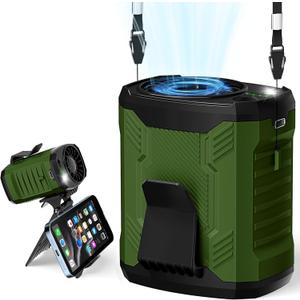 Portable 4-in-1 Waist/Neck/Desk Fan with Phone Stand & LED Light | 10000RPM Ultra-Fast Cooling, 4-Speed Rechargeable Battery | Lightweight for Indoor, Outdoor, Camping, Makeup(Green)