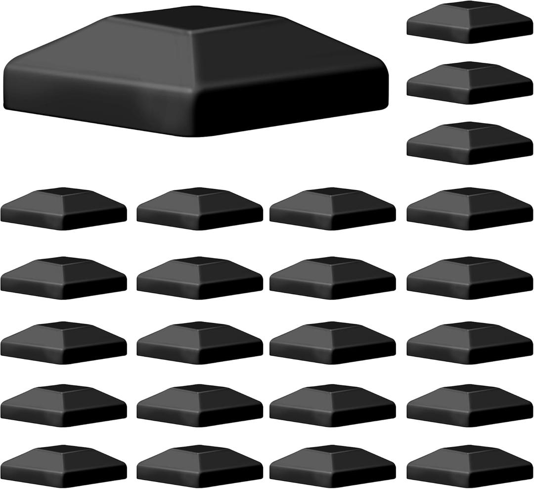 TonGass (24-Pack, Black) 4"x4" (3 5/8") Wood Fence Post Caps - Wooden Fence Cover Deck Post Cap, Durable Plastic Water-Proof and UV-Proof, Protect Wooden Poles from Cracking and Rotting