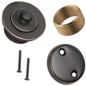 Dorence Oil-Rubbed Bronze Tub Drain Stopper Kit - Universal Tip Toe Bath Drain Stopper and Cover, Bushing, Face Plate, Conversion Kit with Three Screws - with Conversion Parts