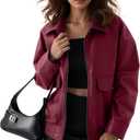 Oversize Leather Jacket Women Faux Motorcycle Coats Bomber with Double Pockets,2025 Fall,Winter Fashion Outwear