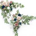 Ling's moment 2PCS Navy Blue Artificial Flower Garland Wedding Arch Flowers Floral Swags Table Centerpieces Dusty Rose Arrangements for Sweetheart Table Easel Wall Entryway Board Backdrop Decor