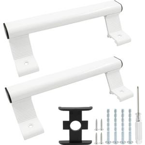 Biaungdo 2 Pcs Sliding Door Handle, White Aluminum Alloy Sliding Glass Door Pull Handle Metal Modern Patio Door Pull for Right/Left (6-5/8 in Mounting Holes)