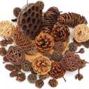 DomeStar 38PCS Pine Cone Set for Bowl Centerpiece - Natural Decor Bowl Fillers with Acorns, Berries and Pinecones Ornament for Home or Festive Display (Style-2)