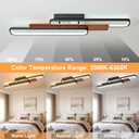 39.4" Modern LED Flush Mount Ceiling Light Dimmable Wood Ceiling Lights Chandeliers, 80W Long Close to Ceiling Lamp 3000K–6500K Linear Lighting Fixtures for Living Room Bedroom Kitchen