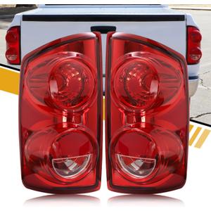 Tail Light Assembly Compatible with Dodge RAM 1500 2007 2008 | 2500 3500 2007-2009, Halogen Type Factory-Style Rear Lamp Replaces 55277302AB 55277303AB, Left and Right Side, Pair
